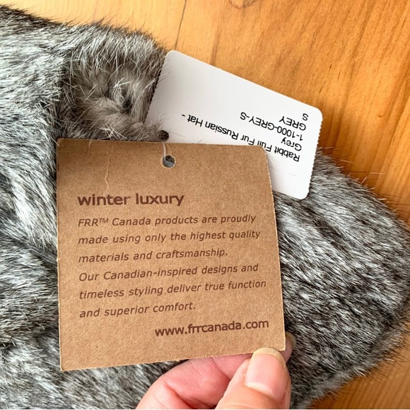 Gray Rabbit Fur Trapper Hat - Picture 11 of 15